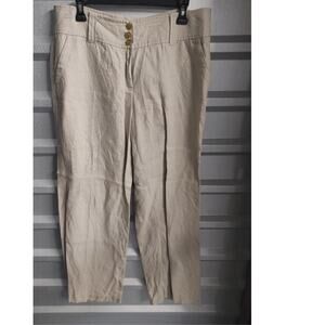 Michael Kors Womens Linen Pants Sz 12 Khaki Tan